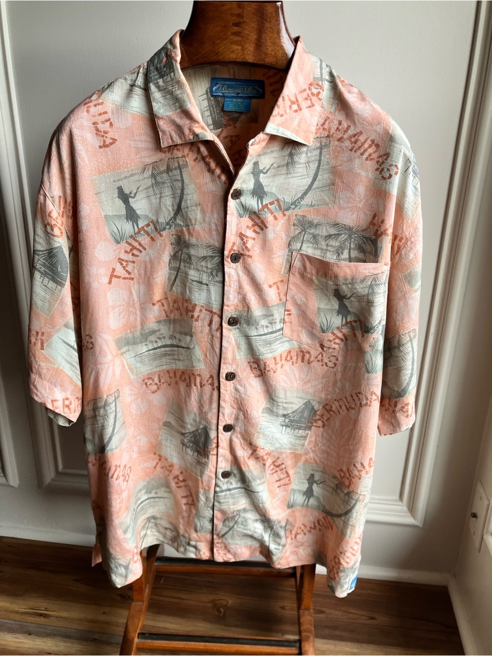 Bermuda Bay Mens XL Hawaiian Shirt Bahamas Tropical Hula Aloha Y2K